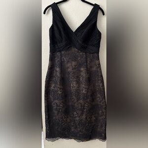 Jones Wear Black and Tan Strapless Sheath Dress Size 6